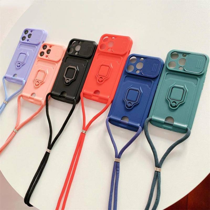 Ốp Điện Thoại Chống Sốc Có Dây Đeo Chéo Cho iPhone 6 6s 7 8 Plus SE X Xs XR 11 Pro Max