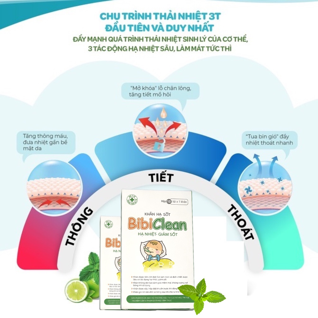 Khăn Lau Hạ Sốt Bibiclean . Hạ nhiệt, giảm sốt thành phần tự nhiên an toàn cho bé - Loki