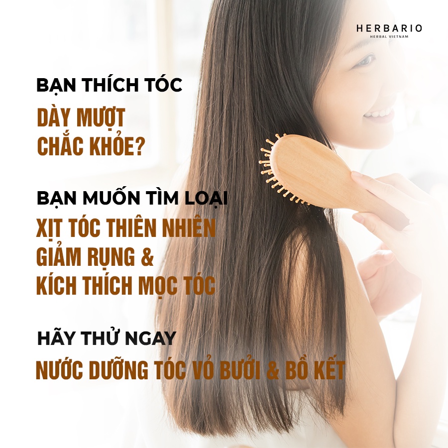 [HÀNG TẶNG KHÔNG BÁN] Nước dưỡng tóc tinh dầu Vỏ Bưởi và Bồ Kết Herbario 100ml kích thích mọc tóc, giảm rụng tóc