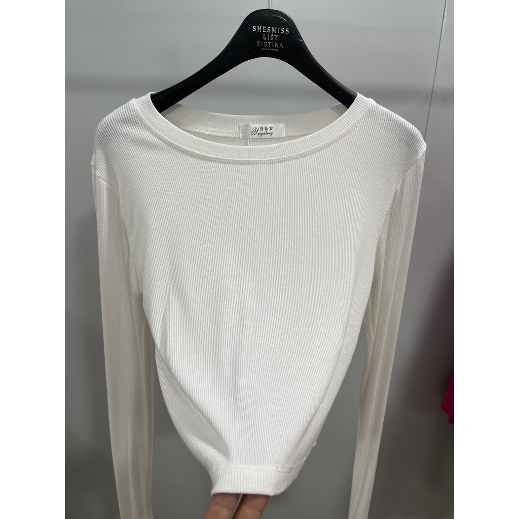 Áo thun gân cổ tròn tay dài xỏ ngón ôm body croptop cực hot match đồ đơn giản cực cuốn hút MC