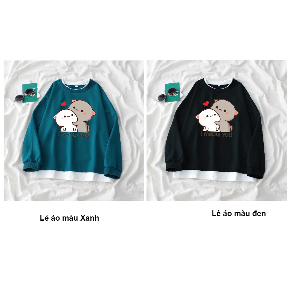 Sét Áo I Meow You Kèm Quần Bomber Hình In 5D Sắc Nét - Bộ Unisex chất nỉ cotton dày dặn