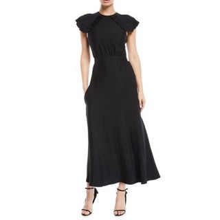 Đầm midi nữ cổ cape cách điệu xinh xắn có túi hông