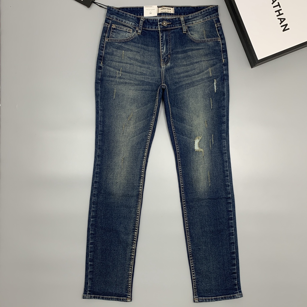 Quần jean nam xanh đậm JONATHAN QJ054 vải denim cao cấp co giãn nhẹ 4 chiều, form dáng chuẩn đẹp, trẻ trung, hottrend