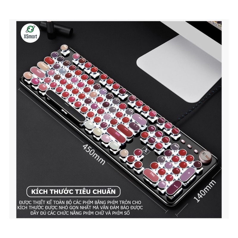 Bàn phím CƠ máy tính Lipstick K520 PRO LED đổi màu, bản Đặc Biệt siêu đẹp, phím cơ blue switch cho pc, laptop