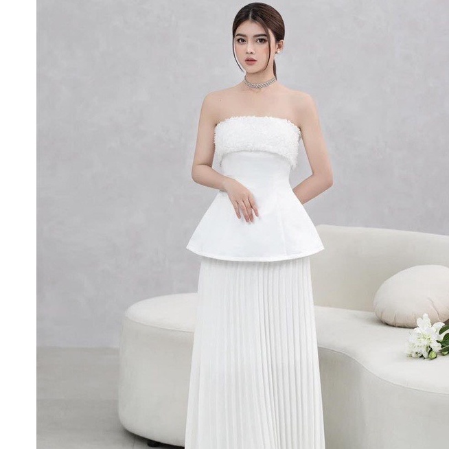 Áo peplum cúp ngực viền vân nổi siêu sang chảnh