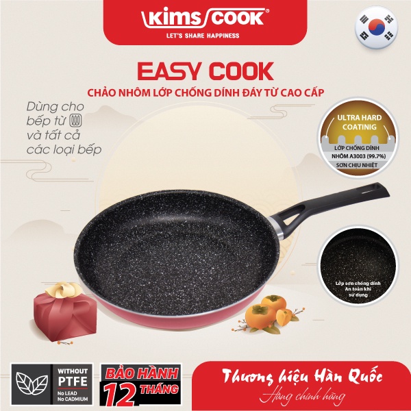 Chảo Easy Cook hợp kim nhôm chống dính vân đá đáy từ KIMS COOK