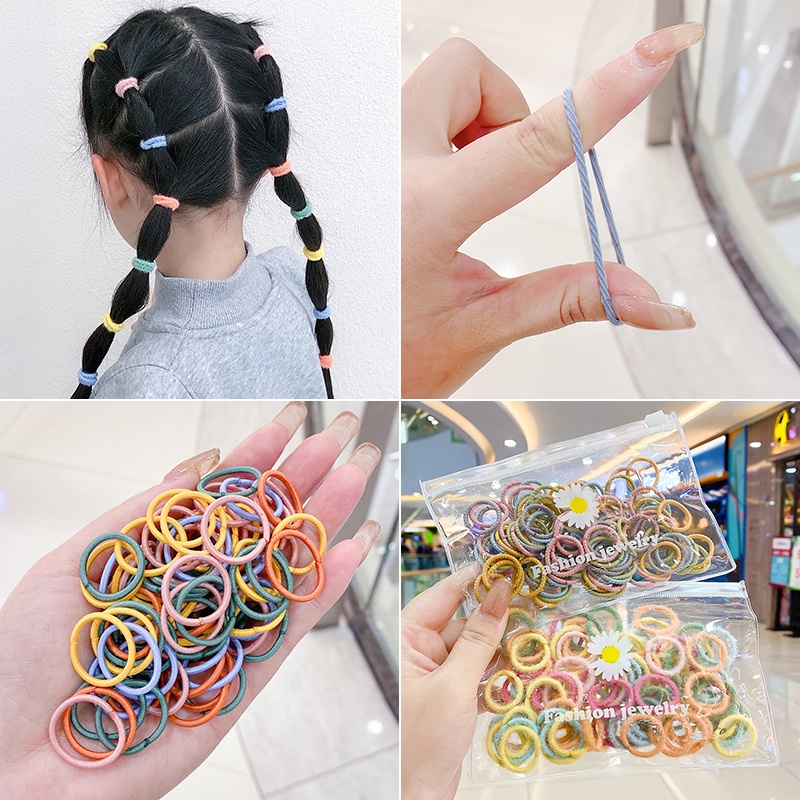 Set 100 Dây Thun Cột Tóc Nhiều Màu