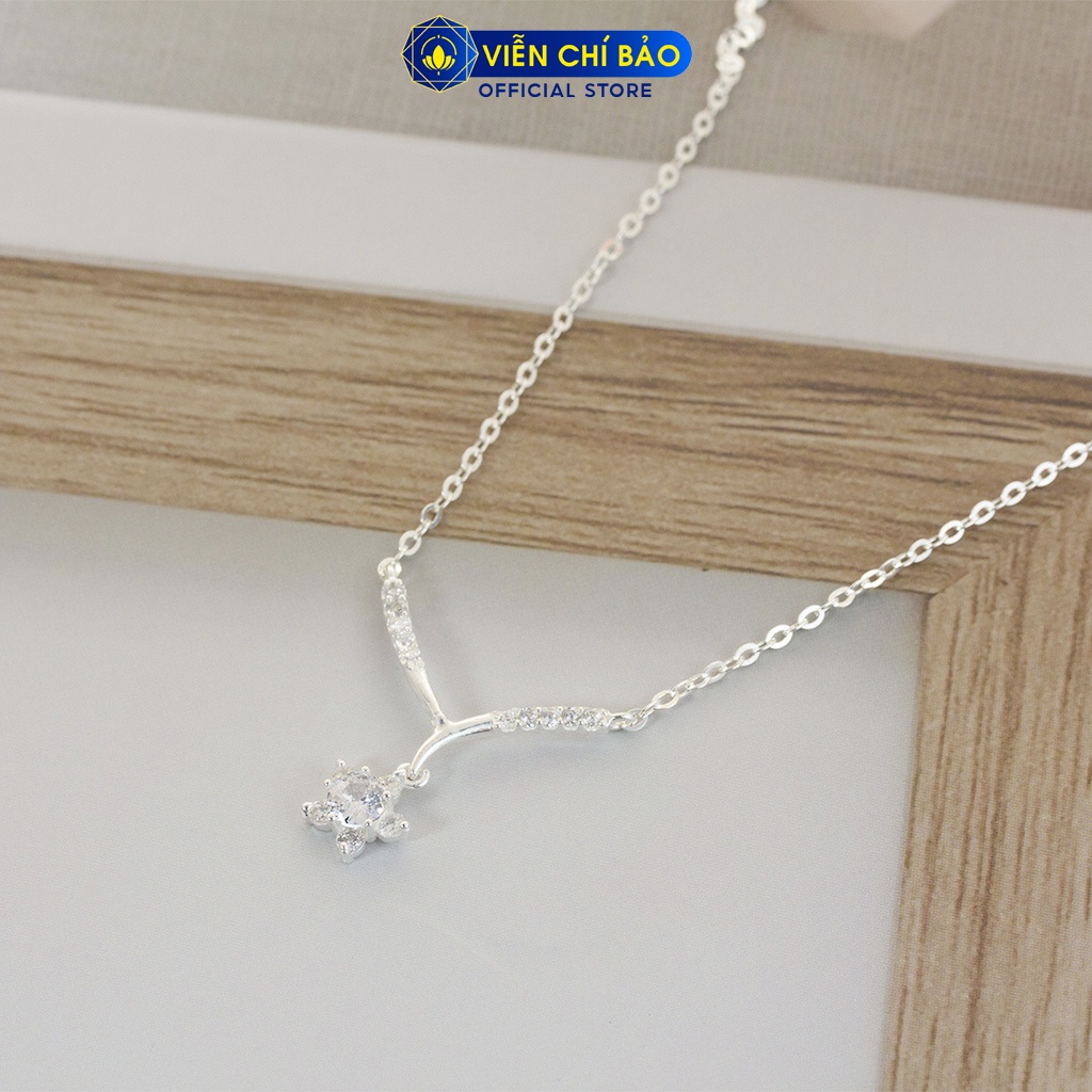 Dây chuyền bạc nữ ngôi sao đính đá chất liệu bạc 925 thời trang phụ kiện trang sức Viễn Chí Bảo D400806