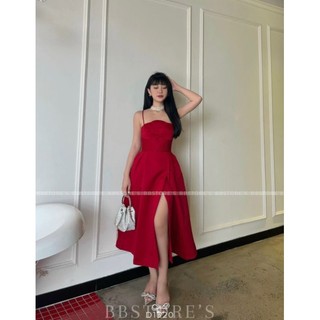 Đầm dây xếp ly eo xẻ tùng váy hot trend
