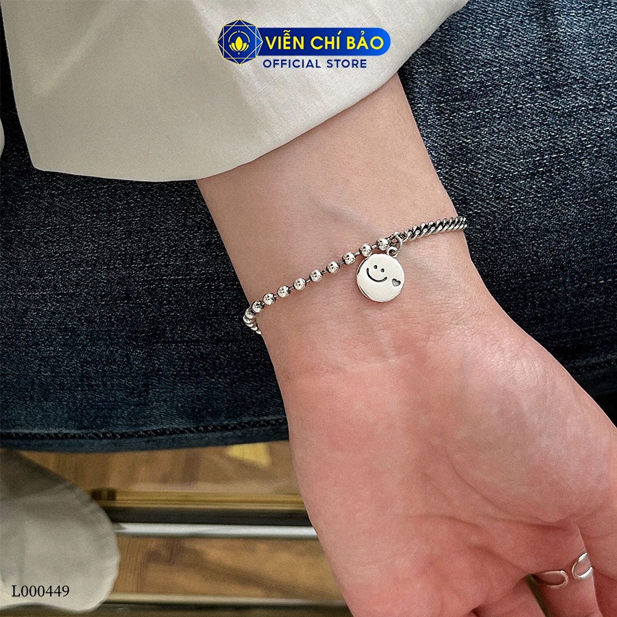 Lắc tay bạc nữ mặt cười xích bi chất liệu bạc 925 thời trang phụ kiện trang sức Viễn Chí Bảo L000449
