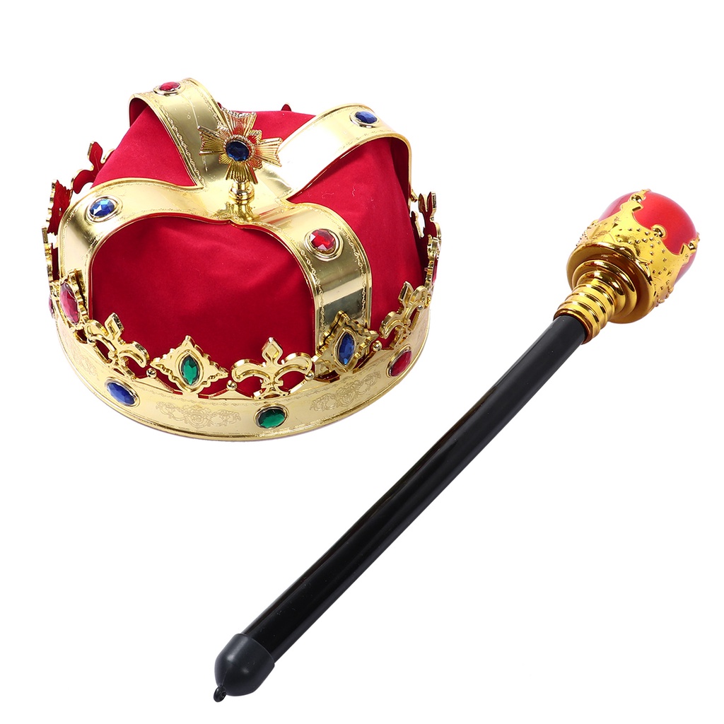 2 cái vua vương miện hoàng tử mũ scepter trang trí đạo cụ cosplay trẻ em trang phục hóa trang