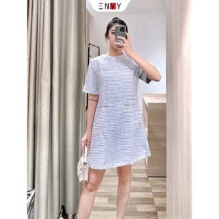 Đầm dạ tweed nữ form suông tay ngắn ENVY D207 có lót trong