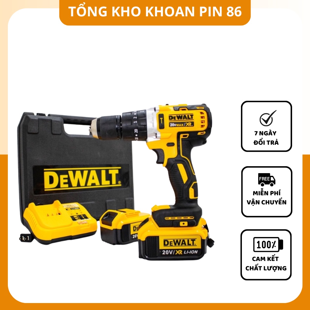 Máy khoan pin Dewalt 20v không chổi than, máy khoan cầm tay đầu auto lock thép 13mm bảo hành 12 tháng toàn quốc