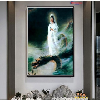 Tranh đính đá, tranh thêu chữ thập quan thế âm bồ tát DD9767 DV6478 DF2927 (50cm x 70cm)