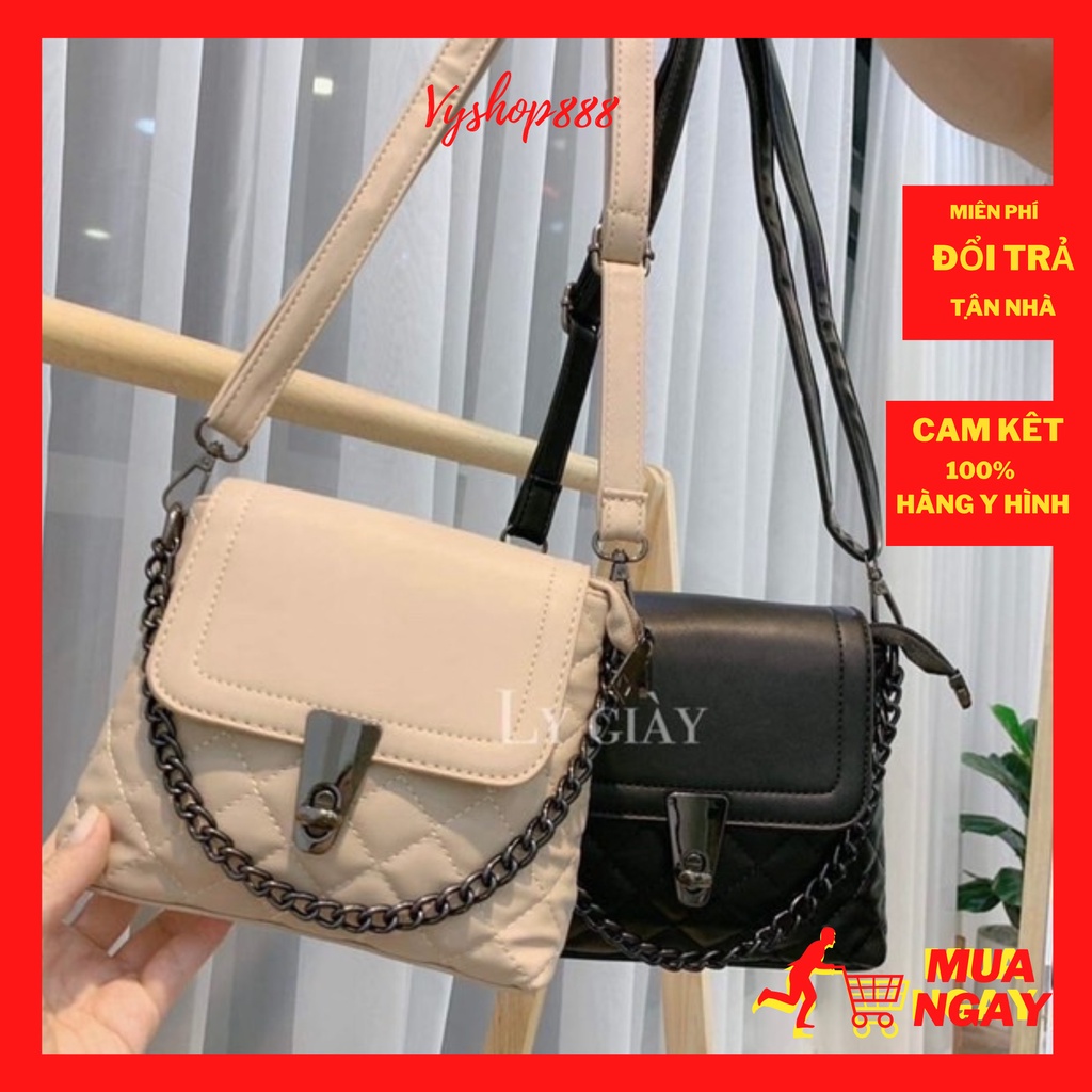 túi xách nữ chất da mềm đeo chéo phối xích cực đẹp vyshop 1022