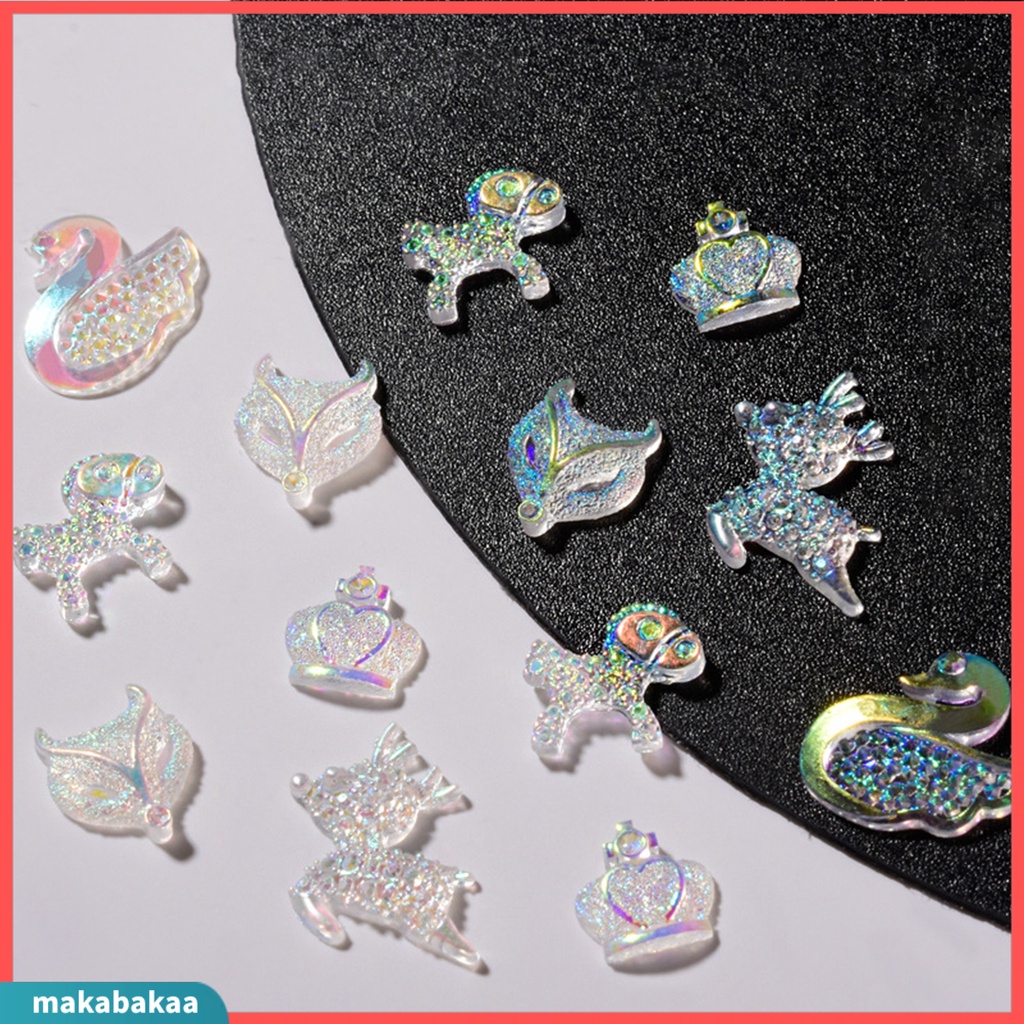 Set 30 phụ kiện trang trí móng hình vương miện đính đá xinh xắn