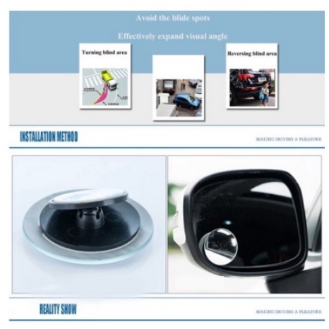 Sét Bộ 2 Gương cầu lồi 5cm xóa điểm mù kính chiếu hậu cho xe hơi ô tô