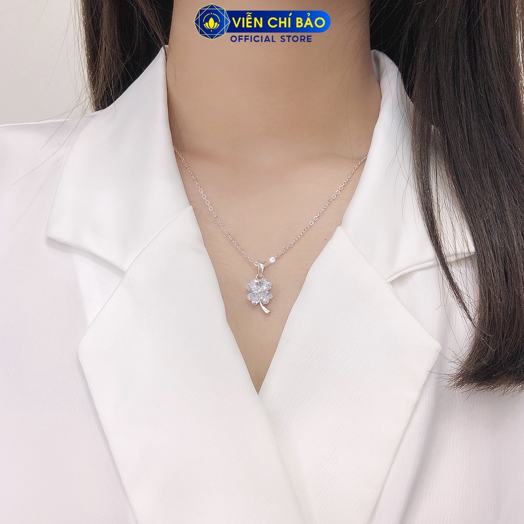 Dây chuyền bạc nữ mặt cỏ 4 lá chất liệu bạc S925 thời trang phụ kiện trang sức nữ Viễn Chí Bảo D400709