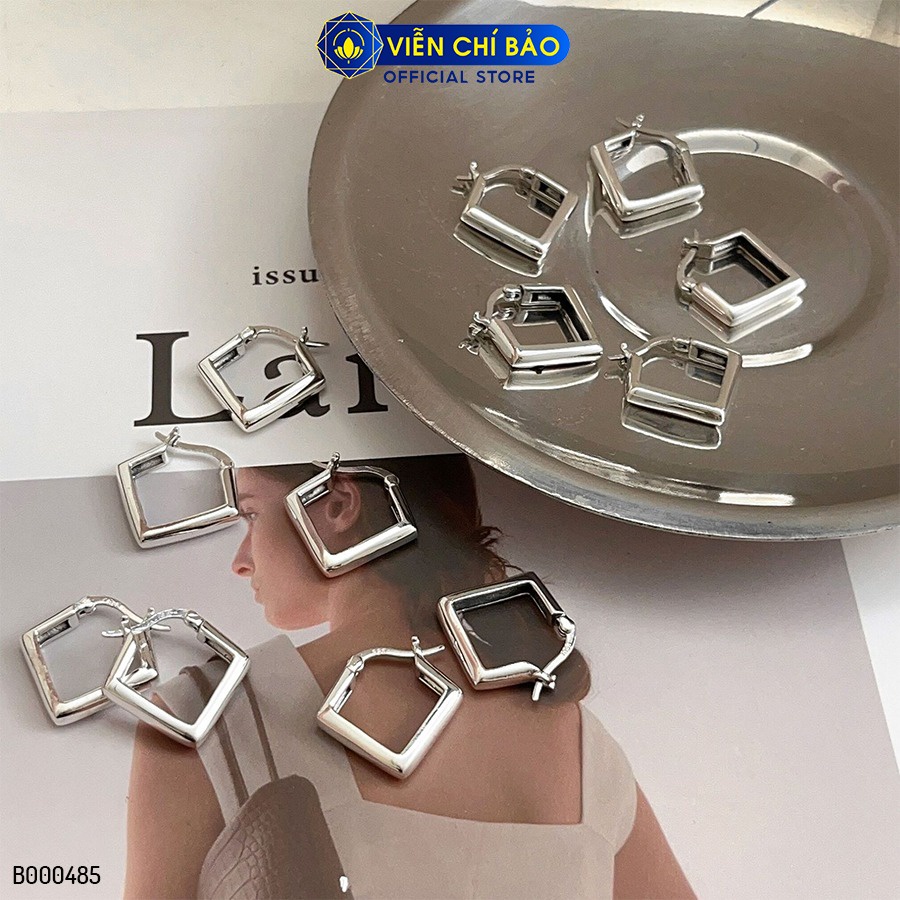 Bông tai bạc nữ hình thoi new chất liệu bạc 925 thời trang phụ kiện trang sức Viễn Chí Bảo B000485