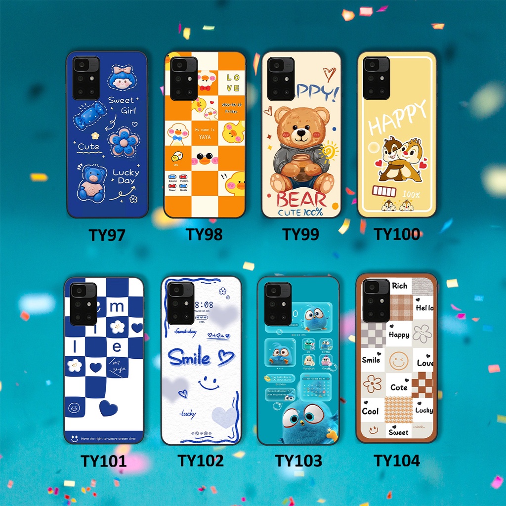 Ốp Xiaomi Redmi 10 in hình gấu vịt caro nhiều màu sắc ngộ nghĩnh dễ thương