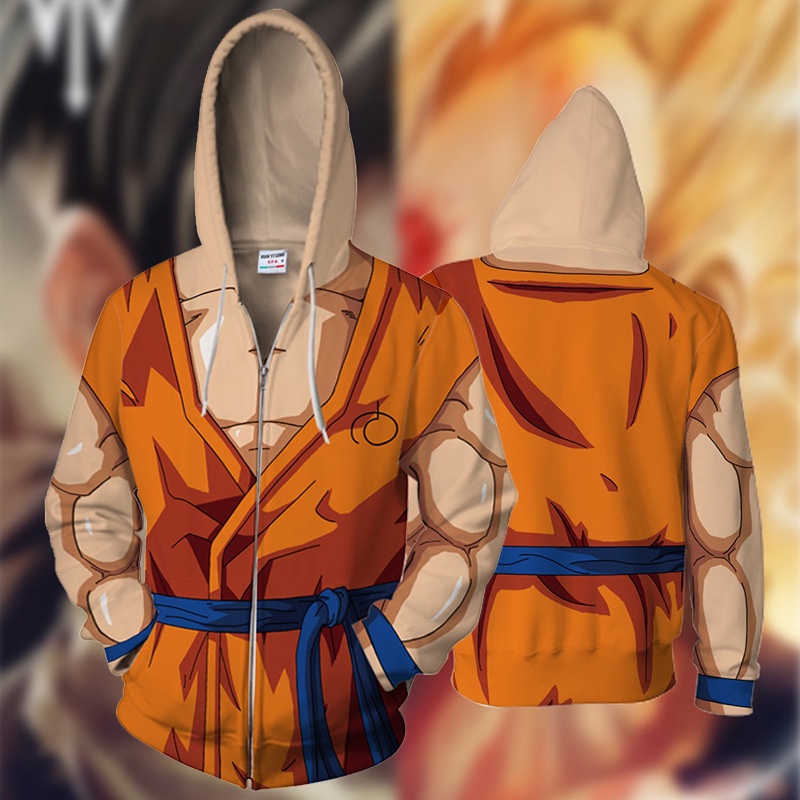Áo Khoác Hoodie Có Khóa Kéo In Hình Goku Dragon Ball 3D Diy Thời Trang Thường Ngày Dành Cho Nam Nữ