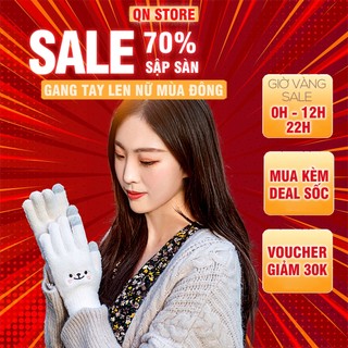 Găng tay nữ mùa đông chất len cashmere dày siêu ấm - Gang tay nữ thời trang Hàn Quốc