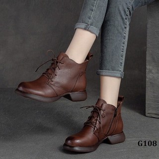 G108-giày retro handmade martin cột dây khóa kéo