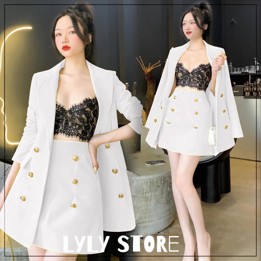 Set Vest Nữ Chân Váy , Set Đồ Nữ Bigsize 2 Món Phối Nút Chất Tuyết Mưa Xịn Sò Che Khuyết Điểm Cho Người Mập 50.90kg