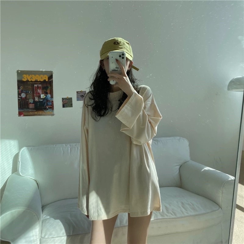 Áo thun TAY DÀI TRƠN 6535 ❤️ Áo tay dài Unisex form rộng Freesize dành cho nam nữ Molly Fashion