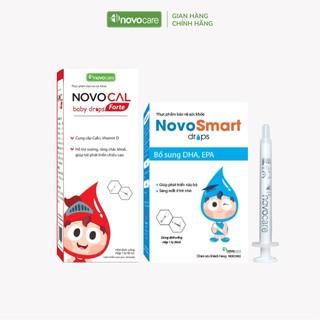 Combo tăng chiều cao, phát triển trí não Novocare NovoSmart DHA cho bé, Novocal Baby canxi d3 cho bé canxi sữa thơm ngon