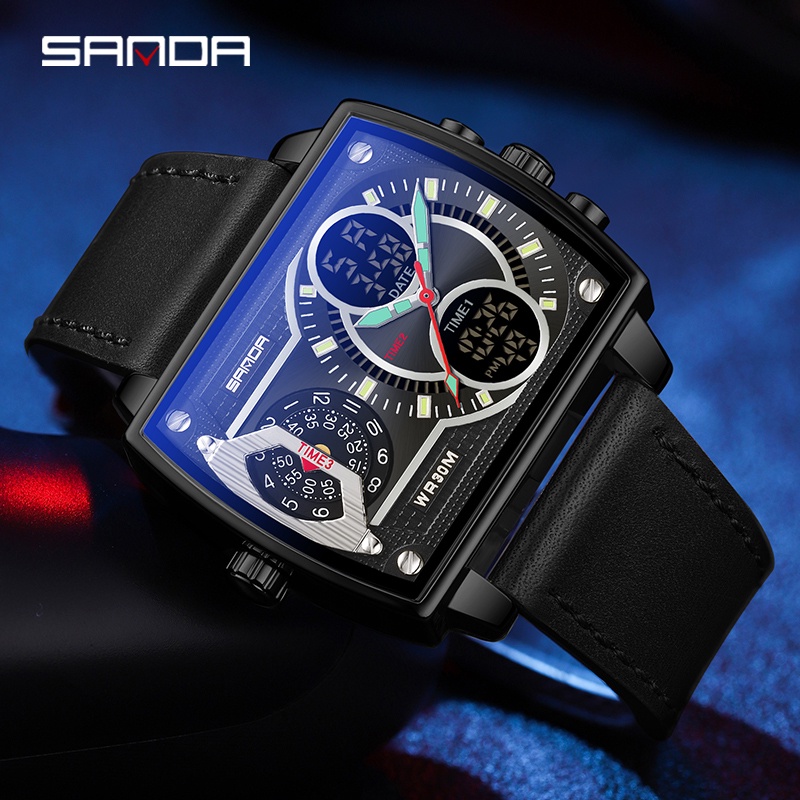 Đồng Hồ Đeo Tay Thạch Anh Kỹ Thuật Số Hai Mặt Thời Trang Cho Nam Reloj