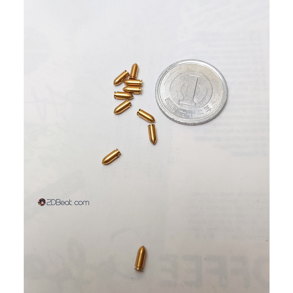 Set 10 Viên Mô Hình Đạn Đồng mini tỉ lệ 1/6 bằng đồng cho búp bê