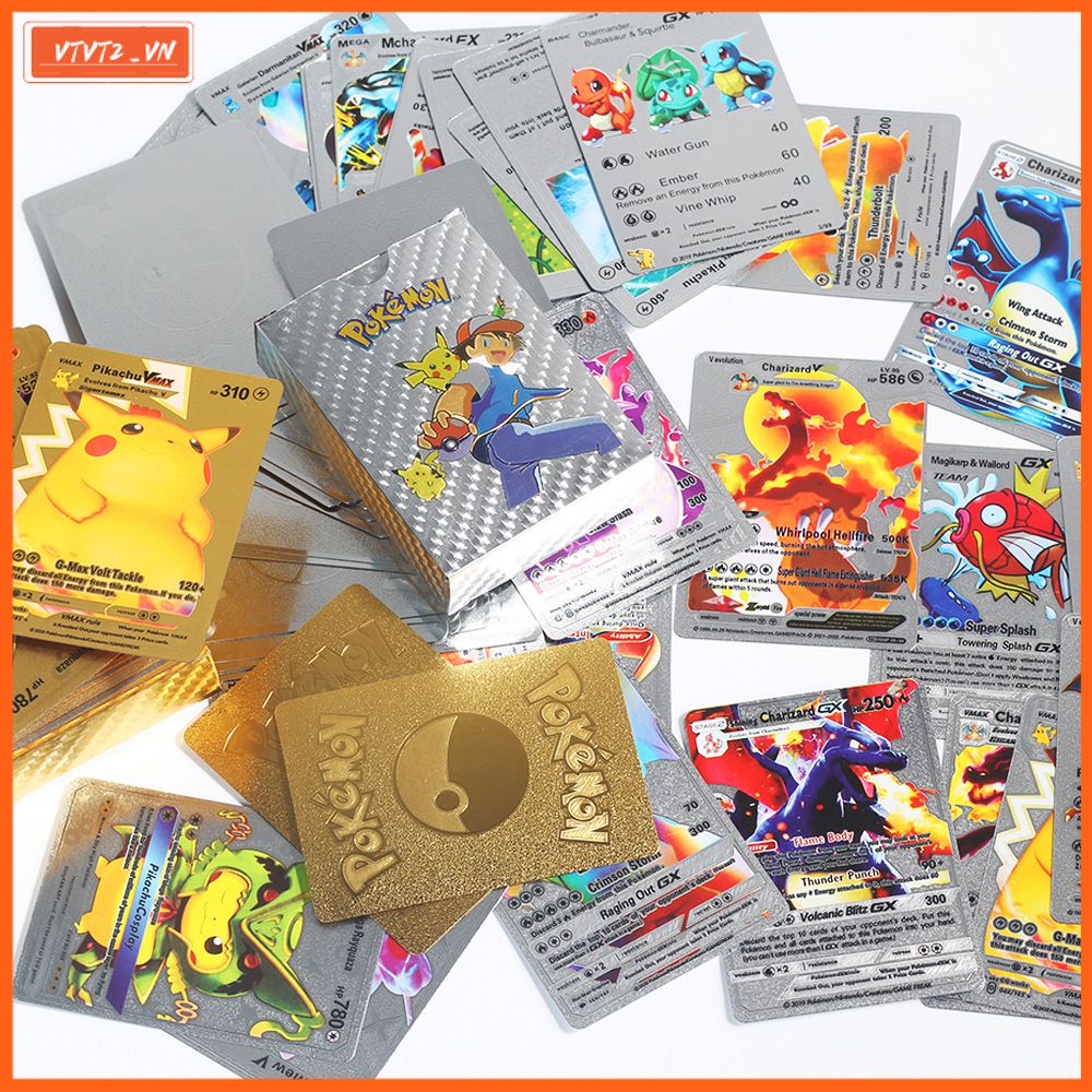 Cá Tuyết Pokemon Ốp Viền Chỉ Vàng Bo Pikachu Thẻ Ban Đầu Vàng Bạc Thẻ Trò Chơi Pokémon Giá Đỡ Ban Gói Series Trẻ Em Thẻ Quà Tặng đồ Chơi