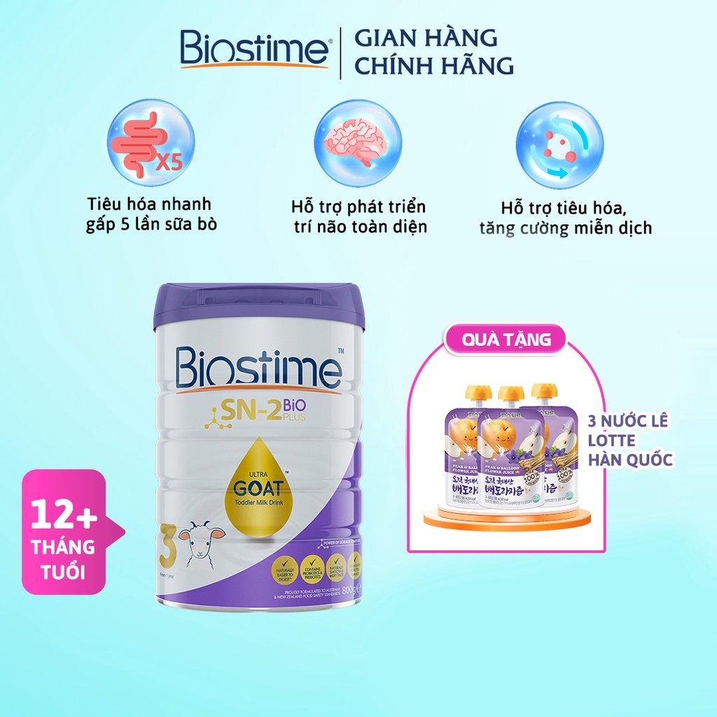 Sữa Dê Biostime Ultra Goat cải thiện tiêu hóa tăng cường hấp thu cho bé 800g