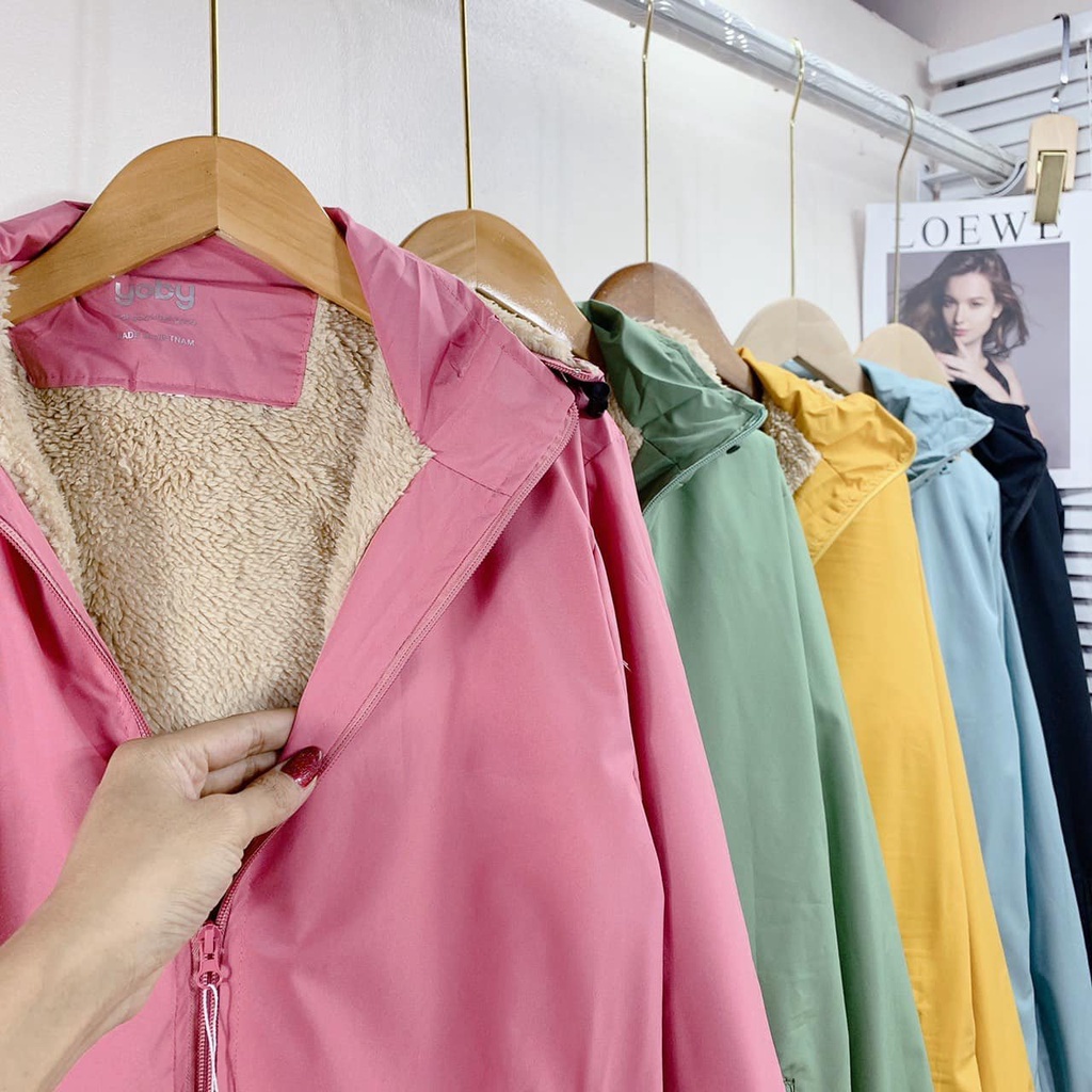 Áo khoác gió lót lông cừu , Áo khoác lót lông tráng bạc có túi trong cho thời tiết rét đậm hàng VNXK