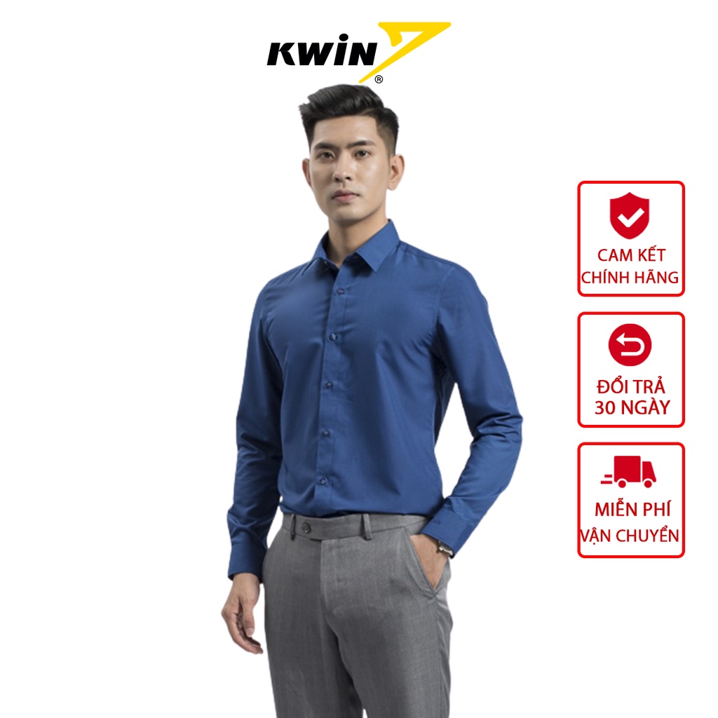 Áo sơ mi dài tay KWIN không túi form Slim Fit ôm thoáng mát trẻ trung năng động dịu nhẹ cho da KLS00508