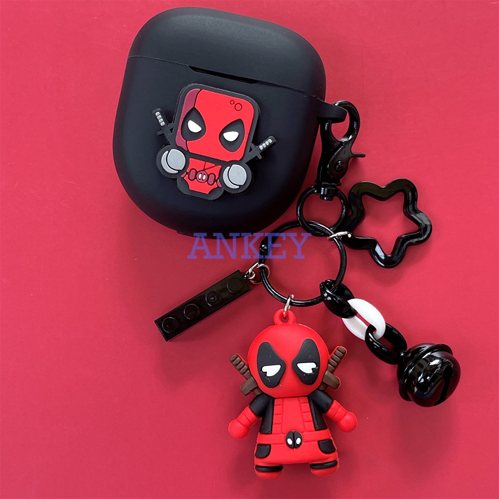 For Bose QuietComfort Ultra Earbuds Case Earphone Cover Red Deadpool with Keychain for BOSE QC Earbuds 2 Noise Canceling Earphone Charging Case