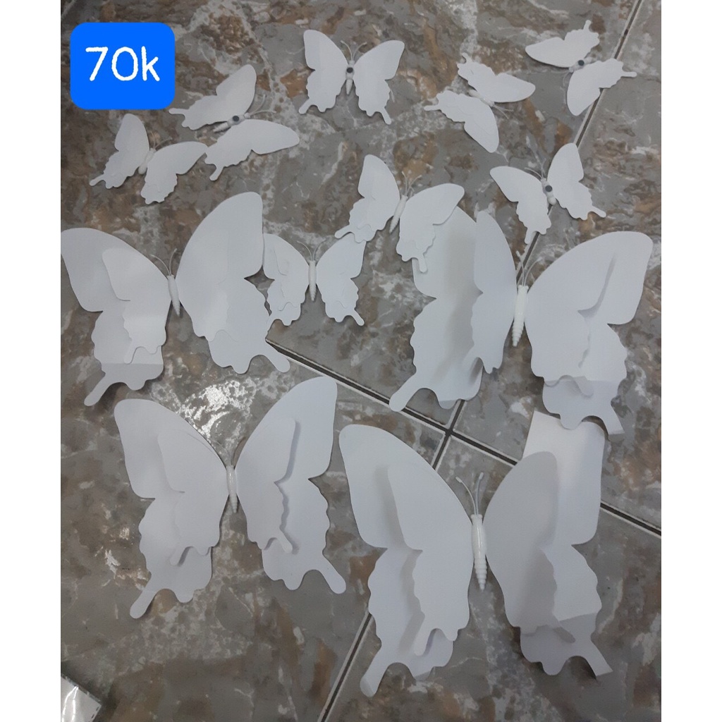 Bộ 12 bướm cài tóc lớn nhỏ màu trắng