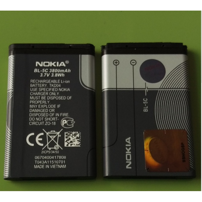 Pin Nokia BL 5C - Pin 3 Gân 2IC Xịn Chống Phù Cho Nokia 1280, 105, 110i...