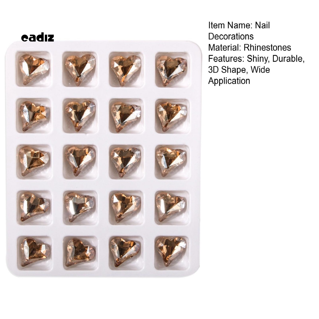 Set 20 Hạt Đá 3D Không Phai Hình Trái Tim Trang Trí Móng Tay / Điện Thoại