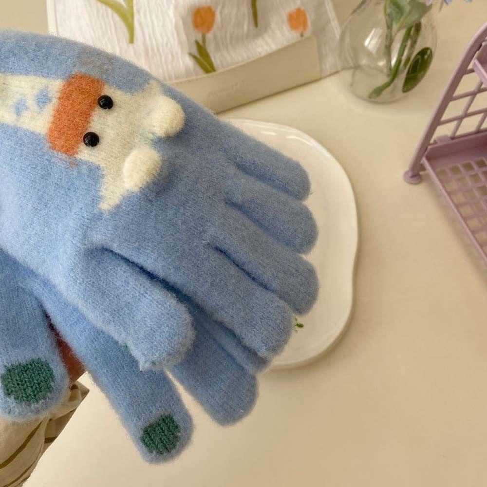 Đôi Găng Tay Len Giữ Ấm Chống Gió Họa Tiết Hươu Cao Cổ Hoạt Hình Cho Nữ