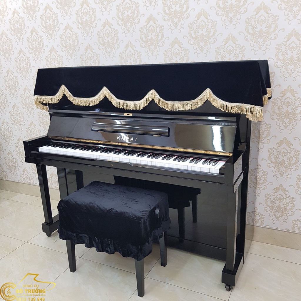 Khăn phủ đàn Piano nhung đen tặng kèm phủ ghế đơn