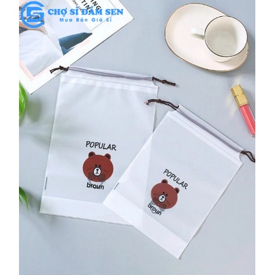 Túi lụa mờ dây rút ,túi rút dây đựng quần áo,giầy dép, đồ lót chống nước hình gấu G412-TuiGauDR