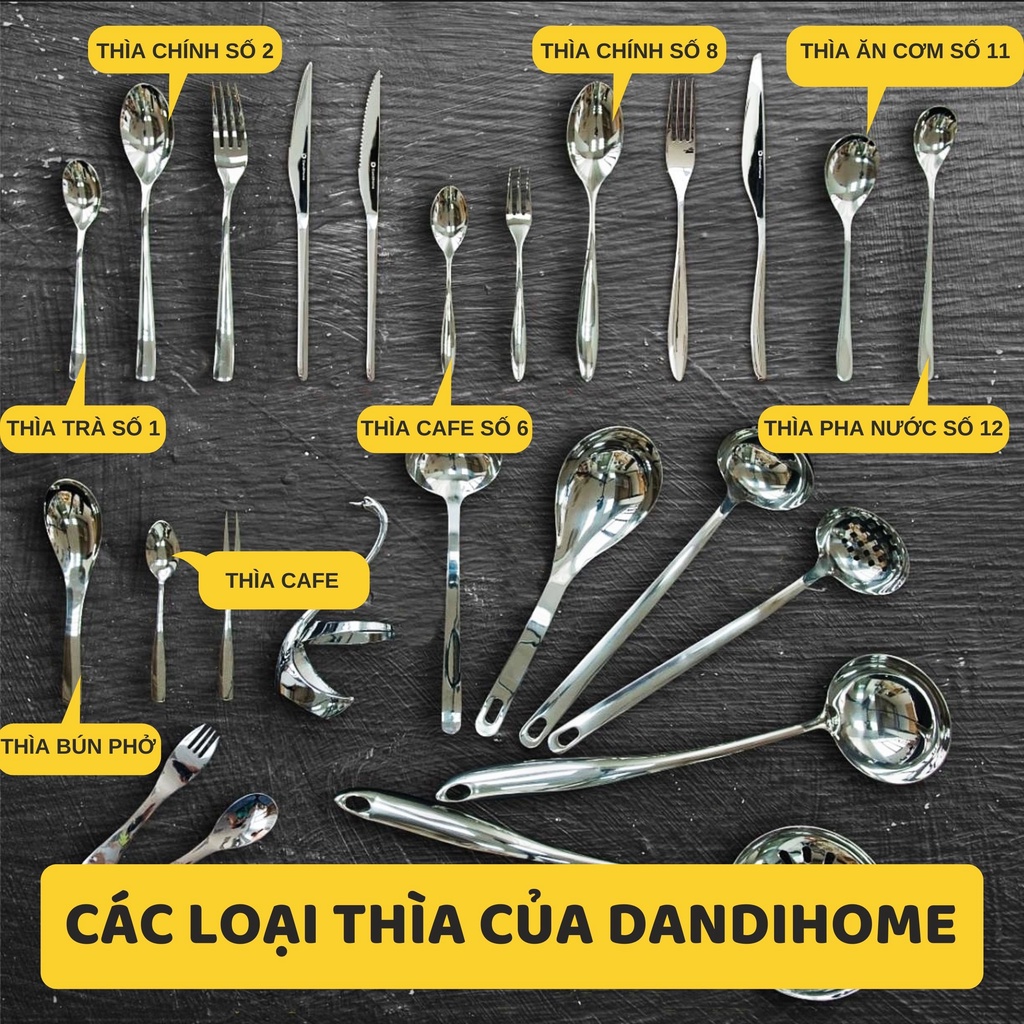 Bộ 6 thìa Inox 304 ngắn bún phở DandiHome