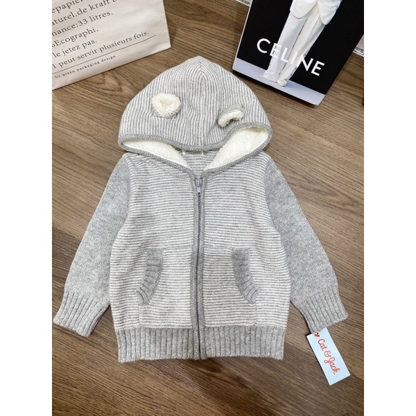 XD- Áo khoác len mũ lót lông size 12m-5y