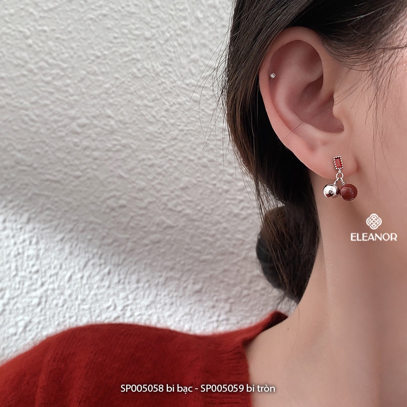 Bông tai nữ chuôi bạc 925 Eleanor Accessories đính đá bi tròn phụ kiện trang sức 5058