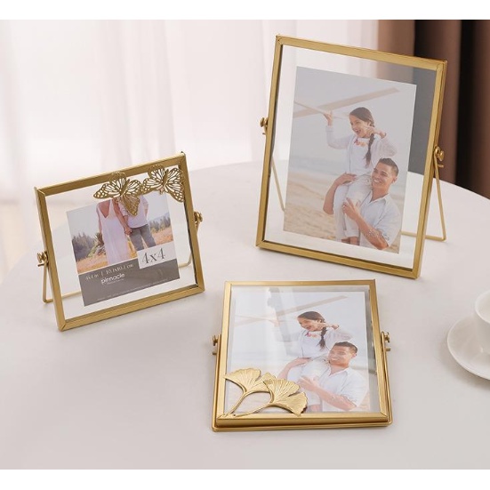 Khung Ảnh Để Bàn kim loại trong suốt KA7 Khung Hình hoa khô kèm chân đế