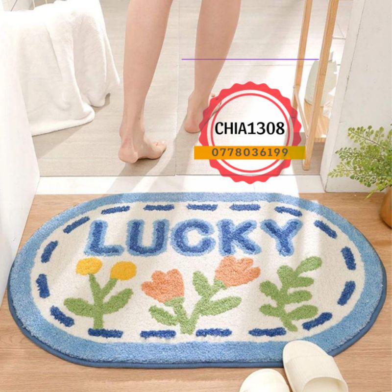 THẢM CHÙI CHÂN LEN HÌNH BẦU DỤC OVAL CAO CẤP KÍCH THƯỚC 50X80CM