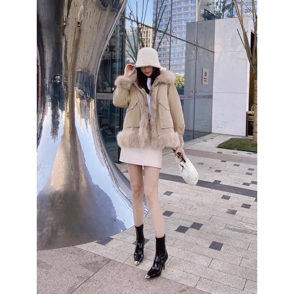 Boots da mũi phối kim loại gót cao 9cm