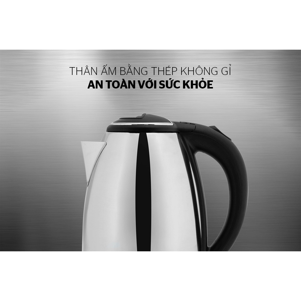 Ấm Siêu Tốc Đun Nước SunHouse Happytime - Bình Đun Siêu Tốc Inox Cách Nhiệt Bảo Hành Chính Hãng
